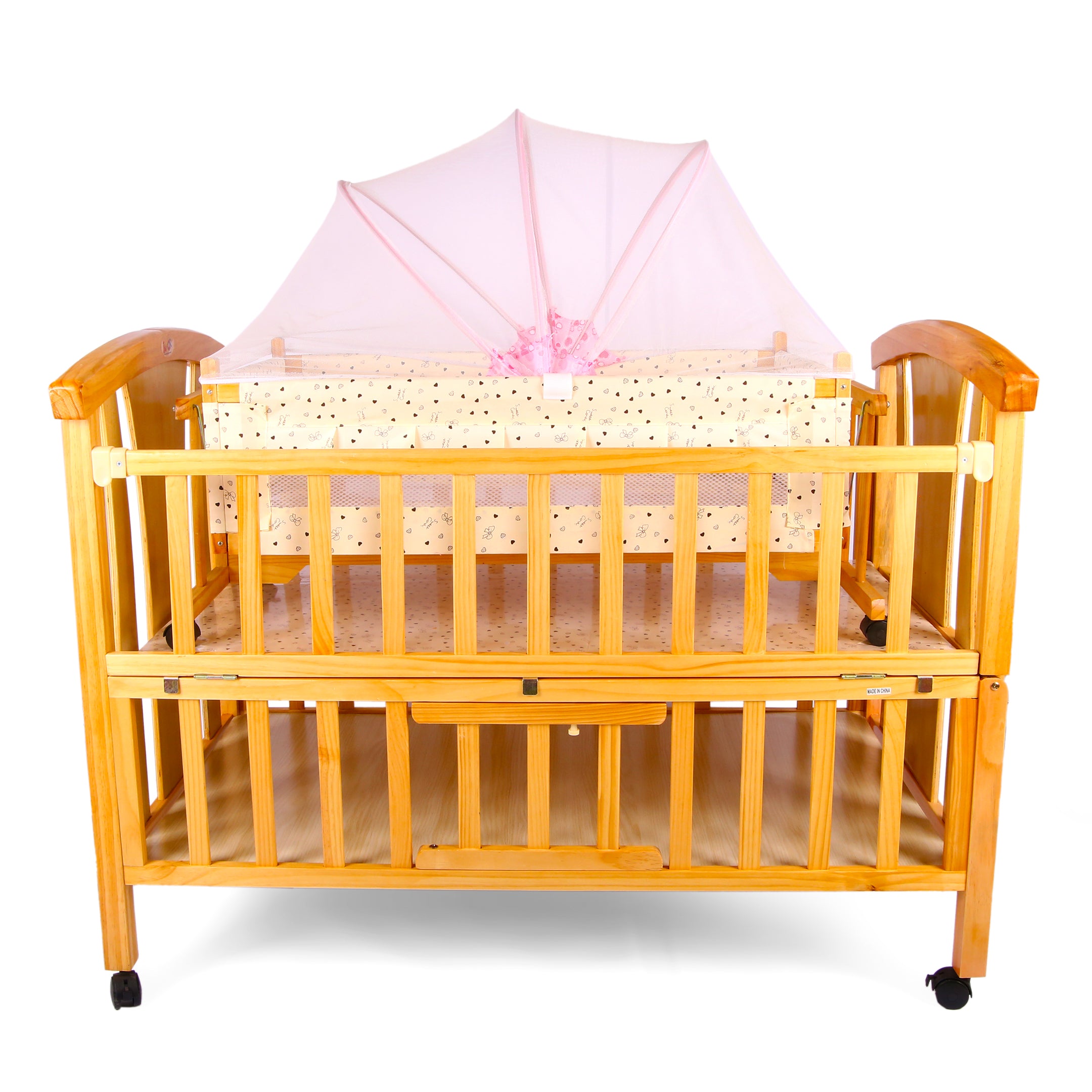 Wooden Baby Cot & Cradle with Mosquito Net