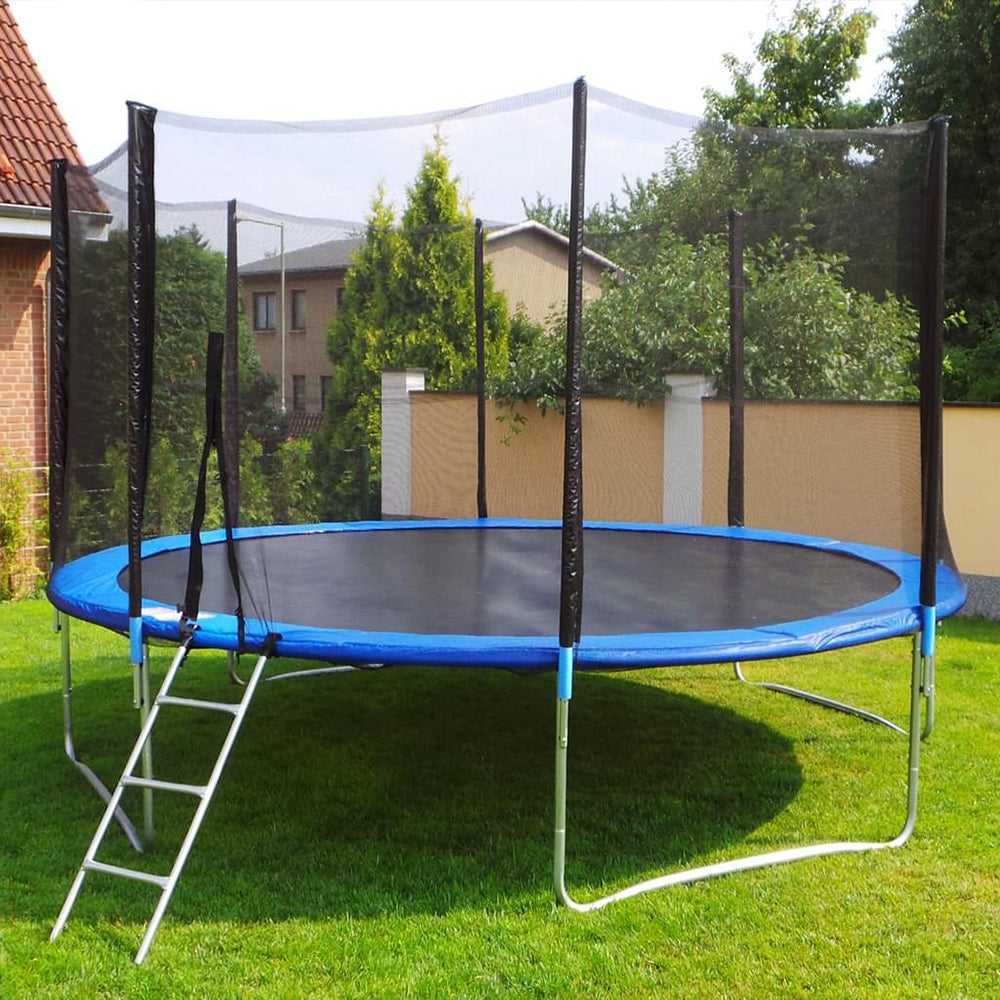 Jumping Trampoline With Stairs and Net 168 Inch