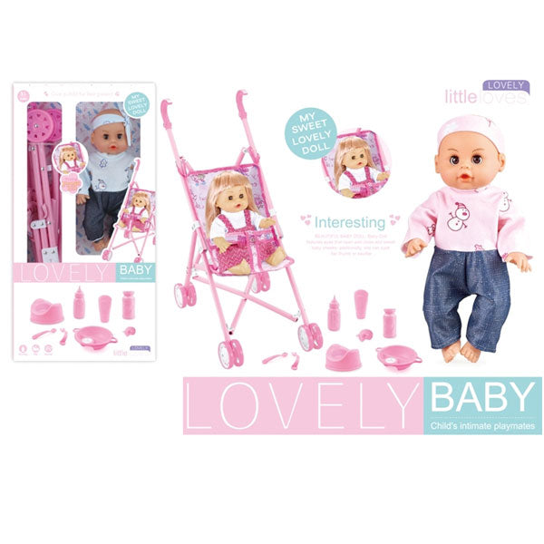 Doll With Stroller - Lovely Baby