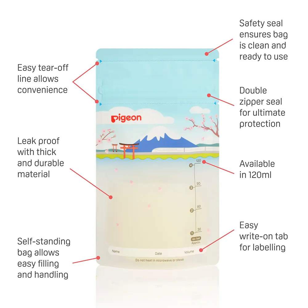 How to use Pigeon Breast Milk Storage Bags? 25PK 120ml A79320 features