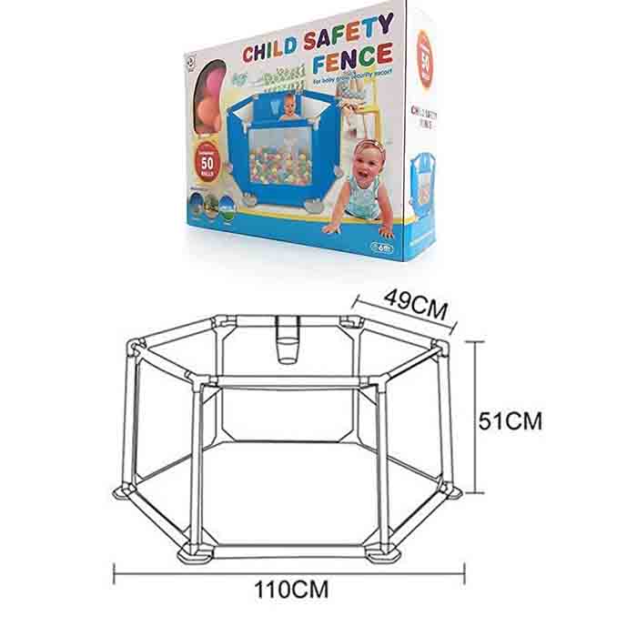 Child Safety Fence Playpen With Ball Pit and Basketball Net 1