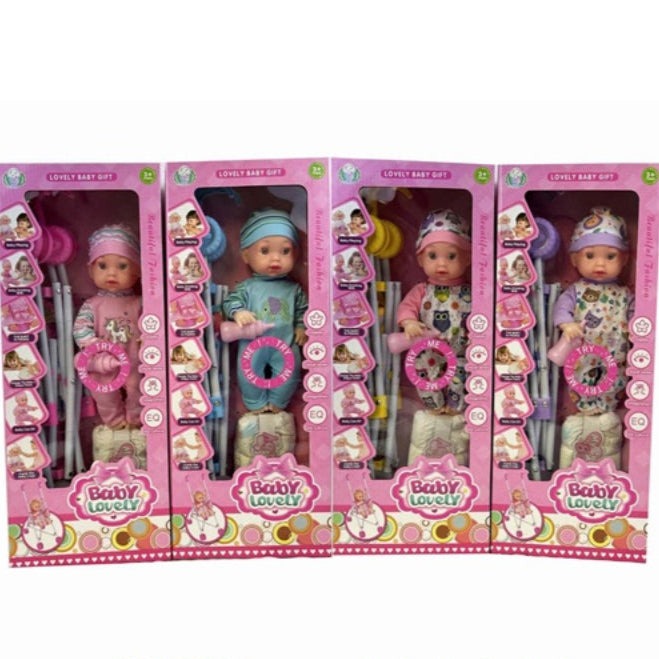 Baby Lovely Doll with Stroller Playset