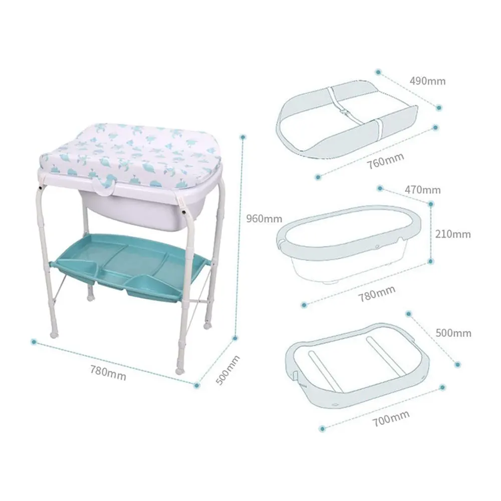 Multifunctional Baby Diaper Table With Foldable Bathtub