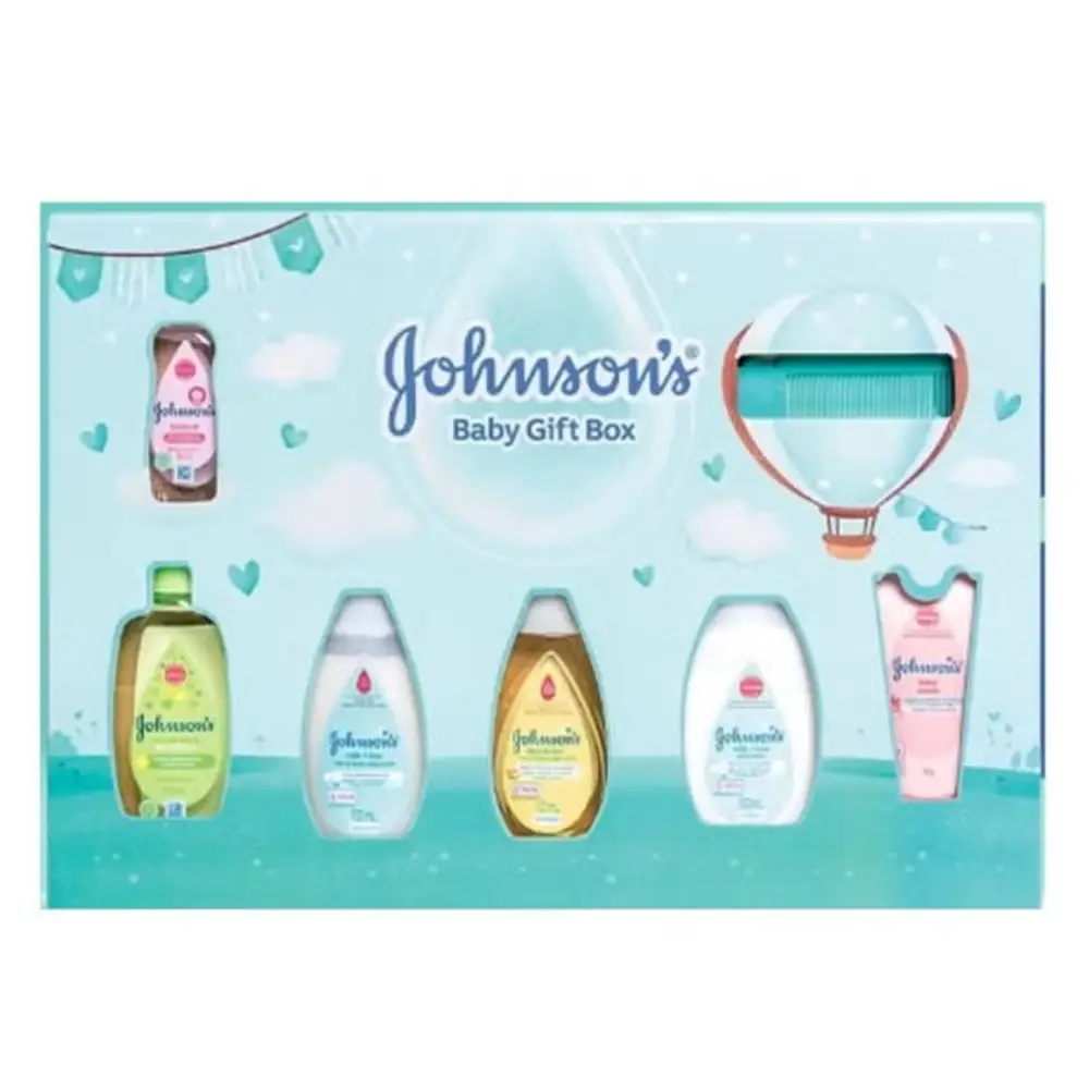 Johnson's Baby Gift Box Large with 6 skincare essentials for newborns — available online in Pakistan